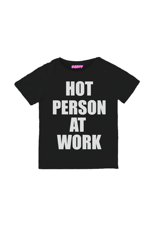 HOT PERSON AT WORK BABY TEE IN BLACK