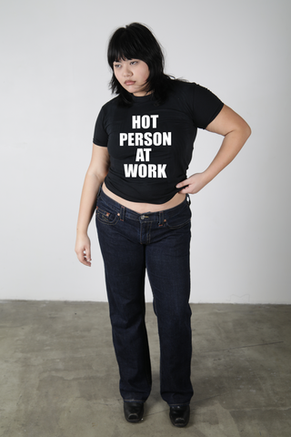 HOT PERSON AT WORK BABY TEE IN BLACK