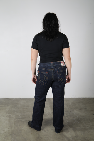 Hot Person at Work baby tee in black, worn